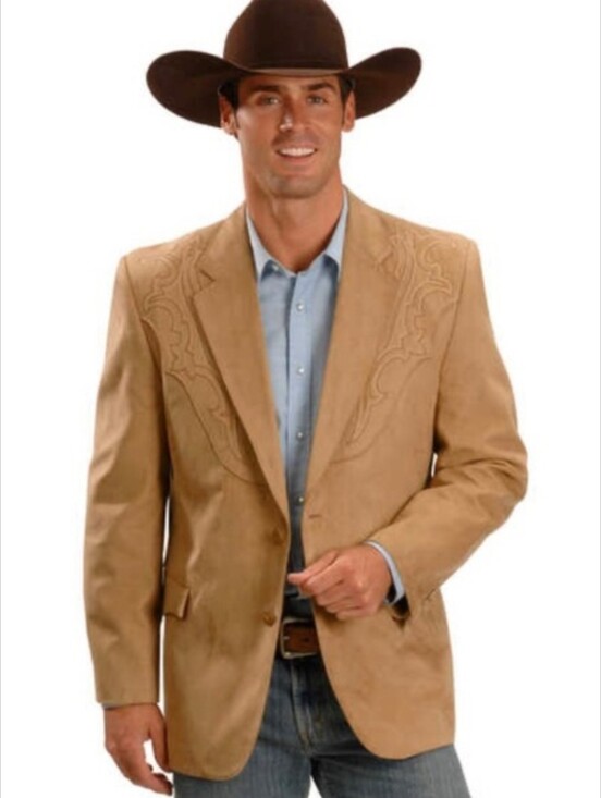 Circle S Other - Circle S Dallas TX Embroidered Micro-Suede Sport Coat Size 44R in Western Tan